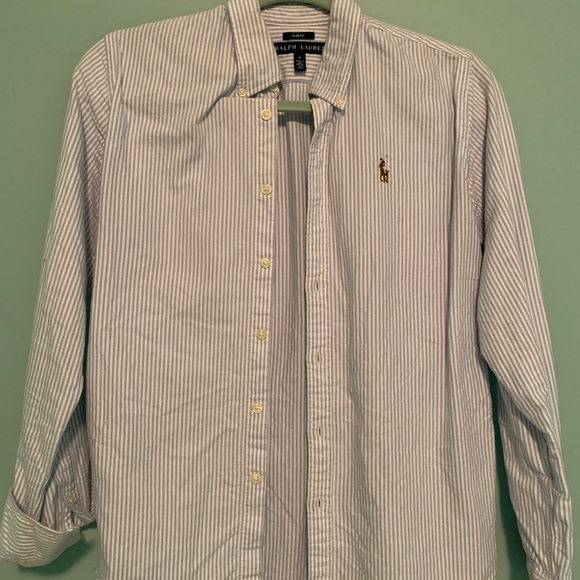 Ralph Lauren Tops - Blue and white striped Ralph Lauren button down
